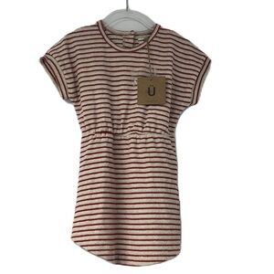 NWT Urbani Girls sz4 red striped terry dress elastic waist short sleeve aline